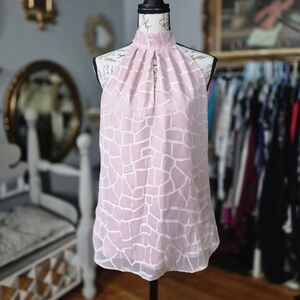 White House/Black Market Baby Pink Sleeveless Keyhole Girlhoodcore Blouse Size 2